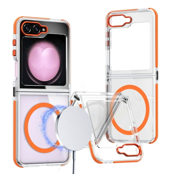 Feishell for Samsung Galaxy Z Flip 6 Transparent Case, Compatible with MagSafe Charging, Colored Bumper, Enhanced Screen & Camera Protection, Shockproof Clear Slim Phone Case,