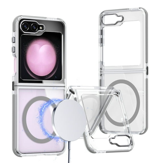 Feishell for Samsung Galaxy Z Flip 6 Transparent Case, Compatible with MagSafe Charging, Colored Bumper, Enhanced Screen & Camera Protection, Shockproof Clear Slim Phone Case,