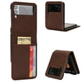 thumbnail image 1 of Feishell for Samsung Galaxy Z Flip4 Case,Galaxy Z Flip4 Luxury PU Leather Folding Protective Phone Case with ID Credit Card Slots Pocket Shockproof Protective Shell Cover,Brown, 1 of 7