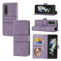 Feishell for Samsung Galaxy Z Fold 3 Case with Detachable Wrist Strap,Premium PU Leather Drop Protection Magnetic Clasp Flip Kickstand RFID Blocking Credit Card Slots Wallet Phone Case,Lightpurple
