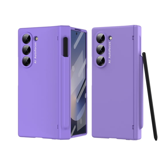 Feishell for Samsung Galaxy Z Fold 7 Case with S Pen & Pen Holder,Shockproof Hinge Protection Built-in Screen Protector Full Body Protective Anti-slip Matte Slim Phone Cover,Purple