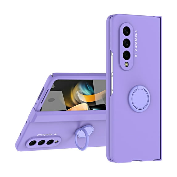 Feishell for Samsung Galaxy Z Fold3 Case,Built-in Hinge Protection & Glass Front Film Protect Screen,Drop Protection Ultra Thin Support Magnetic Car Mount Rotatable Ring Kickstand Phone Case,Purple