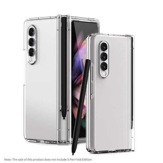 Feishell for Samsung Galaxy Z Fold3 Case with S Pen Holder,Shockproof Hinge Protection Built-in Screen Protector Full Body Protective Anti-slip Matte Slim Phone Cover,Clear