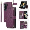 thumbnail image 1 of Feishell for Samsung Galaxy Z Fold5 Crossbody Zipper Wallet Case,for Women Men,Premium PU Leather Shockproof Magnetic Clasp Card Slots Kickstand Phone Case with Shoulder & Wrist Strap,Darkpurple, 1 of 9