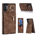 thumbnail image 1 of Feishell for Samsung Note 10 Plus, Case Wallet with Card Holder Functional Two Way Kickstand Durable Zipper Pocket RFID Blocking Leather Protective Leather for Samsung Galaxy Note 10 Plus, Brown, 1 of 12