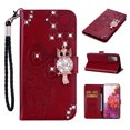 thumbnail image 1 of Feishell Samsung S20 FE Case Owl Pattern Glitter Sparkly Gems Shockproof PU Leather Wallet Cover Flip Stand Card Slots Magnetic Diamond Bling Folio Case for Samsung Galaxy S20 FE, Winered, 1 of 7