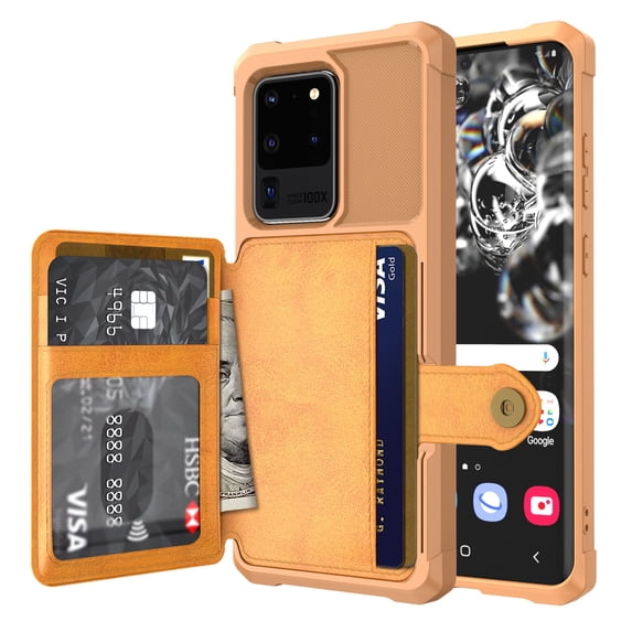 Feishell for Samsung S20 Ultra Wallet Case, ID&Credit Card Holder Slots Pockets Wallet Back Cover Stand Flip Folio Leather Magnetic Absorption Cover for Samsung Galaxy S20 Ultra, Brown