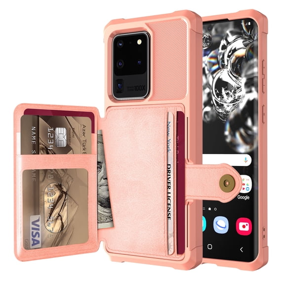 Feishell for Samsung S20 Ultra Wallet Case, ID&Credit Card Holder Slots Pockets Wallet Back Cover Stand Flip Folio Leather Magnetic Absorption Cover for Samsung Galaxy S20 Ultra, Rosegold