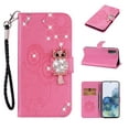 thumbnail image 1 of Feishell Samsung S21 Case Owl Pattern Glitter Sparkly Gems Shockproof PU Leather Wallet Cover Flip Stand Card Slots Magnetic Diamond Bling Folio Case for Samsung Galaxy S21, Rosegold, 1 of 7