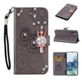 thumbnail image 1 of Feishell Samsung S21 Case Owl Pattern Glitter Sparkly Gems Shockproof PU Leather Wallet Cover Flip Stand Card Slots Magnetic Diamond Bling Folio Case for Samsung Galaxy S21, Gray, 1 of 7