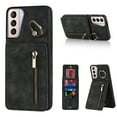 thumbnail image 1 of Feishell for Samsung S21, Case Wallet with Card Holder Functional Two Way Kickstand Durable Zipper Pocket RFID Blocking Leather Slim Protective Leather for Samsung Galaxy S21, Black, 1 of 10