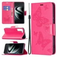 thumbnail image 1 of Feishell Samsung S21 Plus Case Butterfly Embossed Pattern Premium Leather Wallet Cover Flip Stand Card Slots Holder Magnetic with Wrist Strap Case for Samsung Galaxy S21 Plus, Pink, 1 of 8