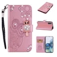 thumbnail image 1 of Feishell Samsung S22 Case Owl Pattern Glitter Sparkly Gems Shockproof PU Leather Wallet Cover Flip Stand Card Slots Magnetic Diamond Bling Folio Case for Samsung Galaxy S22, Pink, 1 of 7
