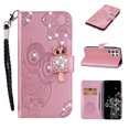 thumbnail image 1 of Feishell Samsung S22 Ultra Case Owl Pattern Glitter Sparkly Gems Shockproof PU Leather Wallet Cover Flip Stand Card Slots Magnetic Diamond Bling Folio Case for Samsung Galaxy S22 Ultra, Pink, 1 of 7