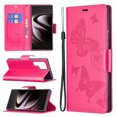 thumbnail image 1 of Feishell Samsung S23 Ultra Case Butterfly Embossed Pattern Premium Leather Wallet Cover Flip Stand Card Slots Holder Magnetic with Wrist Strap Case for Samsung Galaxy S23 Ultra, Pink, 1 of 8