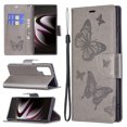 thumbnail image 1 of Feishell Samsung S23 Ultra Case Butterfly Embossed Pattern Premium Leather Wallet Cover Flip Stand Card Slots Holder Magnetic with Wrist Strap Case for Samsung Galaxy S23 Ultra, Gray, 1 of 8