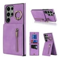 thumbnail image 1 of Feishell for Samsung S23 Ultra, Case Wallet with Card Holder Functional Two Way Kickstand Durable Zipper Pocket RFID Blocking Leather Slim Protective Leather for Samsung Galaxy S23 Ultra, Purple, 1 of 10