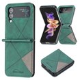 thumbnail image 1 of Feishell Samsung Z Flip 4 Men'sRetro Premium Shockproof Leather Flip Lightweight Dustproof Luxury Plain Phone Protective Cover for Samsung Galaxy Z Flip 4, Green, 1 of 8