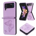 thumbnail image 1 of Feishell Samsung Z flip 4 Case Butterfly Embossed Pattern Premium Leather Shockproof Lightweight Dustproof Protective Folding Phone Case Cover for Samsung Galaxy Z flip 4, Purple, 1 of 8