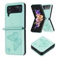 thumbnail image 1 of Feishell Samsung Z flip 4 Case Butterfly Embossed Pattern Premium Leather Shockproof Lightweight Dustproof Protective Folding Phone Case Cover for Samsung Galaxy Z flip 4, Green, 1 of 8