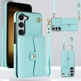 thumbnail image 1 of Feishell Shoulder Case for Samsung S21 FE, Wallet with Credit Card Holder Lanyard Crossbody Strap Women Girls Leather Magnetic Clasp Square Flip Cover for Samsung Galaxy S21 FE, Blue, 1 of 10