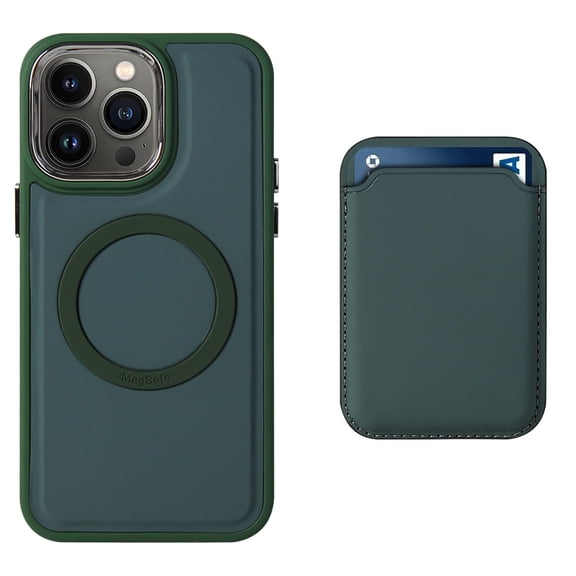 Feishell Silicone Magnetic Case for Apple iPhone 15 Pro,Compatible with MagSafe Charging,Built-in Removable Card Pocket,Anti-Scratch Shockproof Slim Thin Protective Phone Cover,Darkgreen