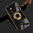 thumbnail image 1 of Feishell Slim Case for Samsung Galaxy A06,Stylish Plating Cute Astronaut Portable Finger Ring Kickstand Bumper Shockproof Lightweight Flexible Silicone Magnetic Car Holder TPU Phone Case,Black, 1 of 12