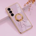 thumbnail image 1 of Feishell Slim Case for Samsung Galaxy A54 5G,Stylish Plating Cute Astronaut Portable Finger Ring Kickstand Shockproof Lightweight Flexible Silicone Magnetic Car Holder TPU Phone Case,Purple, 1 of 12