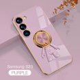 thumbnail image 1 of Feishell Slim Case for Samsung Galaxy S23,Stylish Plating Cute Astronaut Portable Finger Ring Kickstand Shockproof Lightweight Flexible Silicone Magnetic Car Holder TPU Phone Case,Purple, 1 of 12