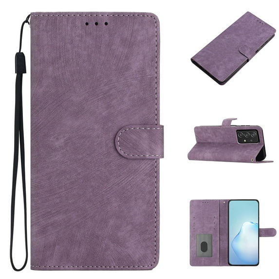 Feishell Slim Wallet Case for Samsung Galaxy A23 5G, Premium PU Leather Solid Color Purse for Women Men, Shockproof Magnetic Clasp Flip Kickstand Card Slots Phone Case for Galaxy A23 5G, Purple