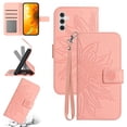 thumbnail image 1 of Feishell Slim Wallet Case for Samsung Galaxy A36 5G,for Men Women,Sunflower Embossed Pattern PU Leather Flip Cover Magnetic Closure Card Slots Stand Phone Case with Hand Strap,Pink, 1 of 12