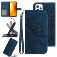 thumbnail image 1 of Feishell Slim Wallet Case for Samsung Galaxy A52 5G,for Men Women,Sunflower Embossed Pattern PU Leather Flip Cover Magnetic Closure Folio Card Slots Kickstand Phone Case with Hand Strap,Inkblue, 1 of 11