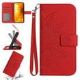 thumbnail image 1 of Feishell Slim Wallet Case for Samsung Galaxy S10E,for Men Women,Sunflower Embossed Pattern PU Leather Flip Cover Magnetic Closure Folio Card Slots Kickstand Phone Case with Hand Strap,Red, 1 of 10