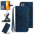 thumbnail image 1 of Feishell Slim Wallet Case for Samsung Galaxy S21 FE 5G,for Men Women,Sunflower Embossed Pattern PU Leather Flip Cover Magnetic Folio Card Slots Kickstand Phone Case with Hand Strap,Inkblue, 1 of 11