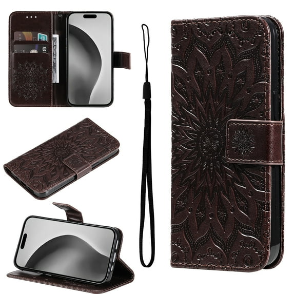 Feishell Slim Wallet Case for Samsung Galaxy S21,Shockproof Stylish Embossed Pattern PU Leather Magnetic Clasp Folio Flip Kickstand Card Slots with Wrist Strap for Women Men Phone Cover,Brown