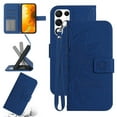 thumbnail image 1 of Feishell Slim Wallet Case for Samsung Galaxy S22 Ultra,for Men Women,Sunflower Embossed Pattern PU Leather Flip Cover Magnetic Closure Folio Card Slots Kickstand Phone Case with Hand Strap,Darkblue, 1 of 11
