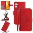 thumbnail image 1 of Feishell Slim Wallet Case for Samsung Galaxy S23 FE,for Men Women,Sunflower Embossed Pattern PU Leather Flip Cover Magnetic Closure Folio Card Slots Kickstand Phone Case with Hand Strap,Red, 1 of 12