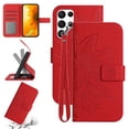 thumbnail image 1 of Feishell Slim Wallet Case for Samsung Galaxy S25 Ultra,for Men Women,Sunflower Embossed Pattern PU Leather Flip Cover Magnetic Closure Card Slots Stand Phone Case with Hand Strap,Red, 1 of 12