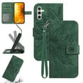 thumbnail image 1 of Feishell Slim Wallet Case for Samsung Galaxy S25+,for Men Women,Sunflower Embossed Pattern PU Leather Flip Cover Magnetic Closure Card Slots Stand Phone Case with Hand Strap,Green, 1 of 1