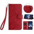 thumbnail image 1 of Feishell Slim Wallet Phone Case for Google Pixel 8,Embossed Pattern PU Leather Shockproof Magnetic Clasp Folio Flip Kickstand Card Holder Slots Phone Case with Wrist Strap,Red, 1 of 7