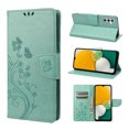 thumbnail image 1 of Feishell Slim Wallet Phone Case for Samsung Galaxy A14 5G,Butterfly & Floral Embossed PU Leather Anti-Scratch Shockproof Magnetic Clasp Flip Kickstand Credit Card Slots Phone Cover,Mint, 1 of 6