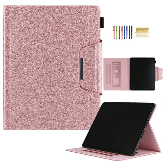 Feishell Smart Cover for iPad 10th Gen 10.9" (2022),Auto Wake/Sleep Function,Bling Glitter Luxury PU Leather Full Protection Magnetic Flip Kickstand Card Slots Case Cover,Rosegold