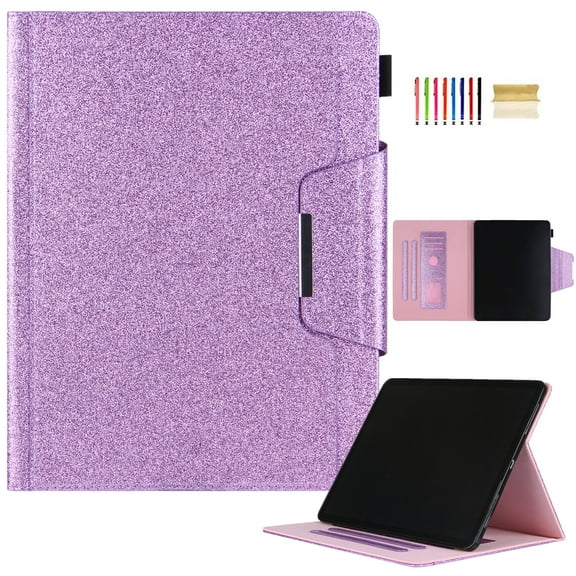 Feishell Smart Cover for iPad 10th Gen 10.9" (2022),Auto Wake/Sleep Function,Bling Glitter Luxury PU Leather Full Protection Magnetic Flip Kickstand Card Slots Case Cover,Purple