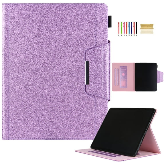 Feishell Smart Cover for iPad 10th Gen 10.9" (2022),Auto Wake/Sleep Function,Bling Glitter Luxury PU Leather Full Protection Magnetic Flip Kickstand Card Slots Case Cover,Purple