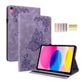 thumbnail image 1 of Feishell Smart Cover for iPad 10th Generation 10.9" (2022),Shockproof Butterfly & Flower Embossed Pattern PU Leather Folio Flip Card Slots Wallet Case Cover with Auto Wake Sleep,Purple, 1 of 9
