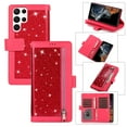 thumbnail image 1 of Feishell Sparkle Case For Samsung S23 Ultra, Women Wallet with Card Holder, Glitter Bling Flip PU Leather Magnetic Kickstand Zipper Purse Case Wrist Strap for Samsung Galaxy S23 Ultra, rose, 1 of 9