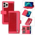 thumbnail image 1 of Feishell Sparkle Case For iPhone 13 Pro, Women Wallet with Card Holder, Glitter Bling Flip PU Leather Magnetic Kickstand Zipper Purse Case Wrist Strap For iPhone 13 Pro, rose, 1 of 9