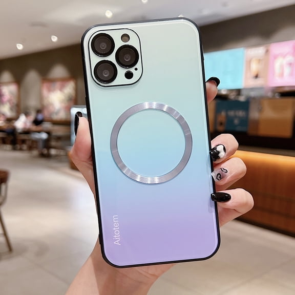Feishell Stylish Gradient Magnetic Case Fit for iPhone 12 6.1 inch,Built in Magnets Circle for MagSafe Charger Wireless Charging,Shockproof Lightweight Slim Thin Fit Phone Cover,D