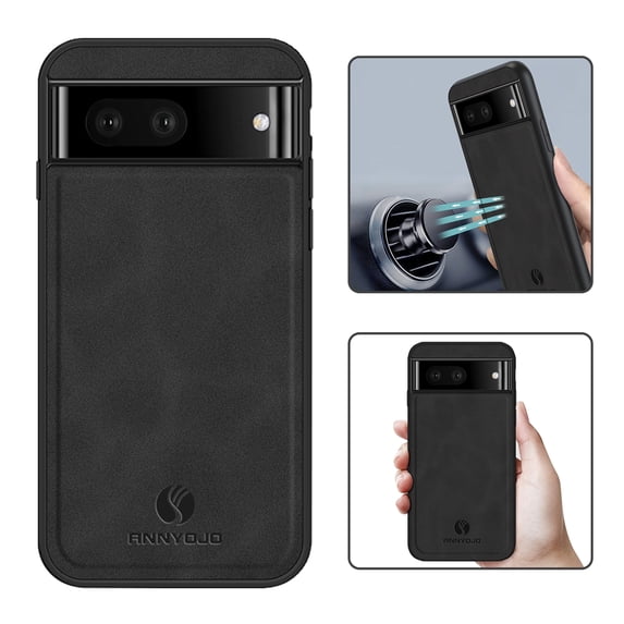 Feishell Support Wireless Charging Case for Google Pixel 8,Vintage Classic PU Leather Luxury Business Cover,Soft Non-Slip Grip Anti-Scratch Shockproof Case for Google Pixel 8, Black