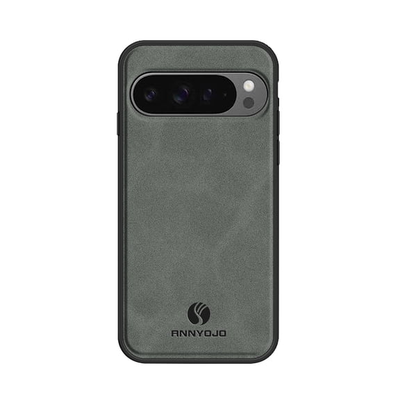 Feishell Support Wireless Charging Case for Google Pixel 9 / 9 Pro,Vintage Classic PU Leather Luxury Business Cover,Soft Non-Slip Grip Anti-Scratch Shockproof Case for Google Pixel 9 / 9 Pro,Gray